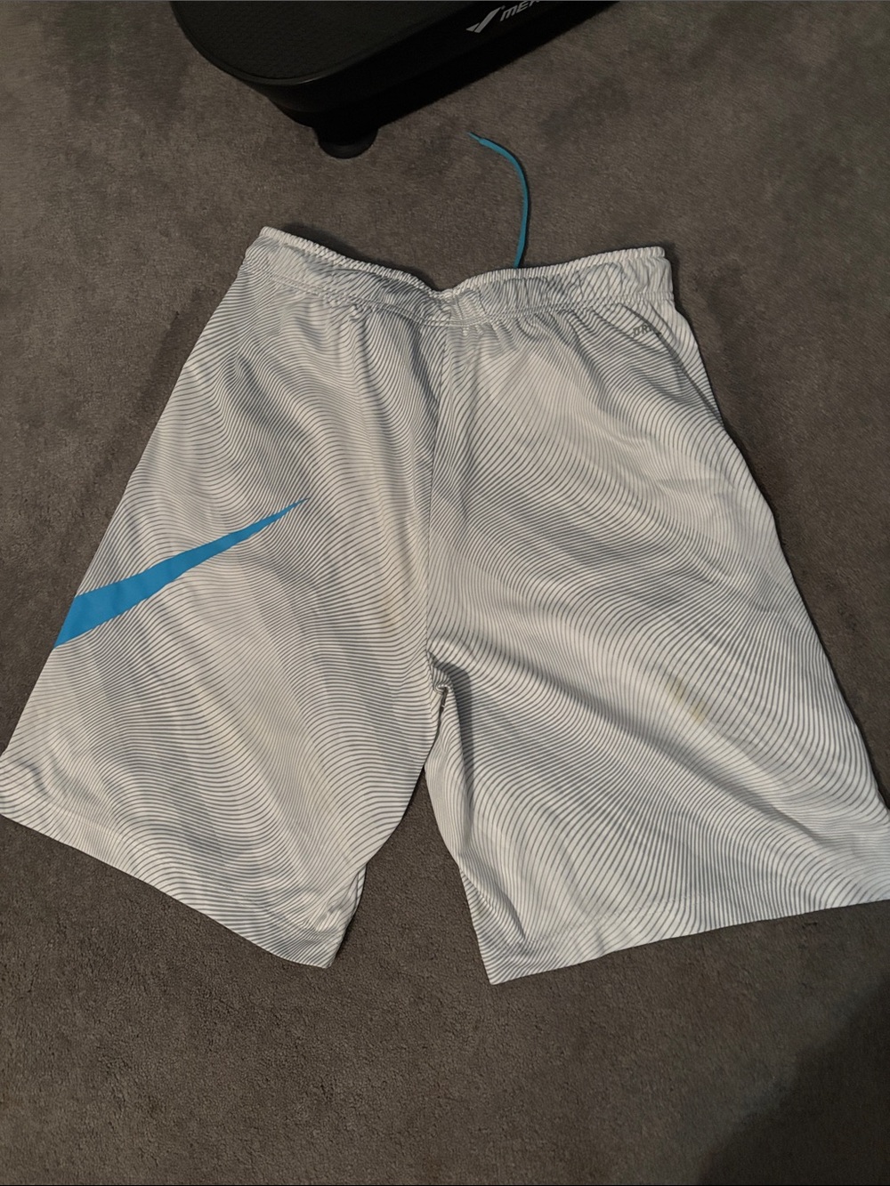 Nike Men’s White Athletic Shorts with Blue Swoosh - Picture 5 of 6